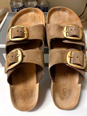 Fantasy of Greece Flex Technology Sandals Buckle Cork Sole Comfort Sz 42 10.5-11